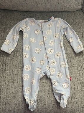 Magnetic Me Light Blue Footed One-Piece with Cream Lion Faces